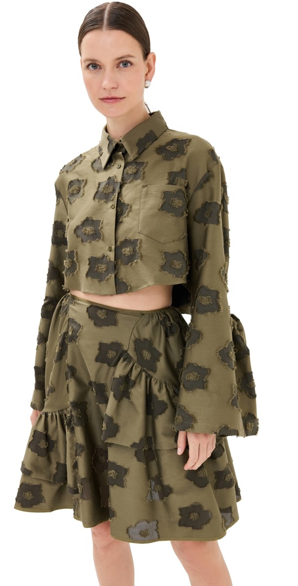 Cecilie Bahnsen Arpina Fil-Coupé Vinh Shirt Olive