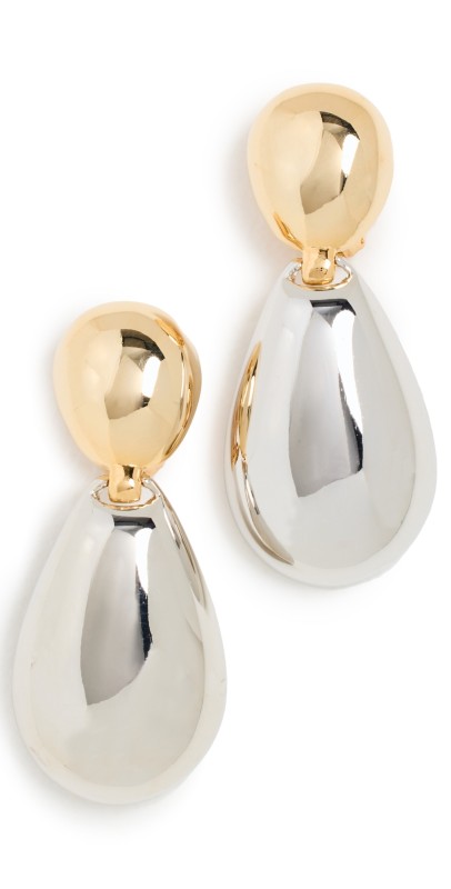 Kenneth Jay Lane Polished Gold and Rhodium Drop Earrings Polished Gold/Polished Rhodium