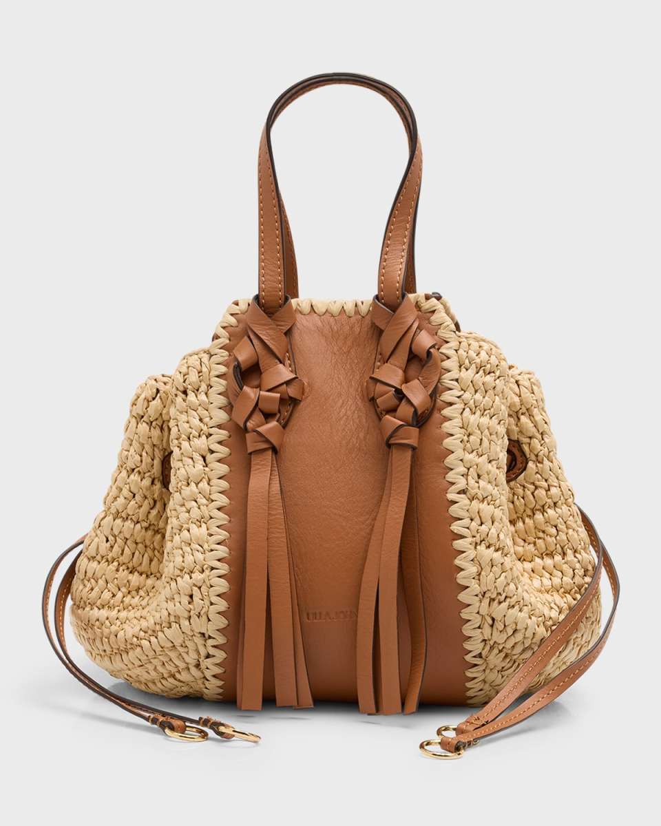 Gio Raffia Drawstring Crossbody Bag