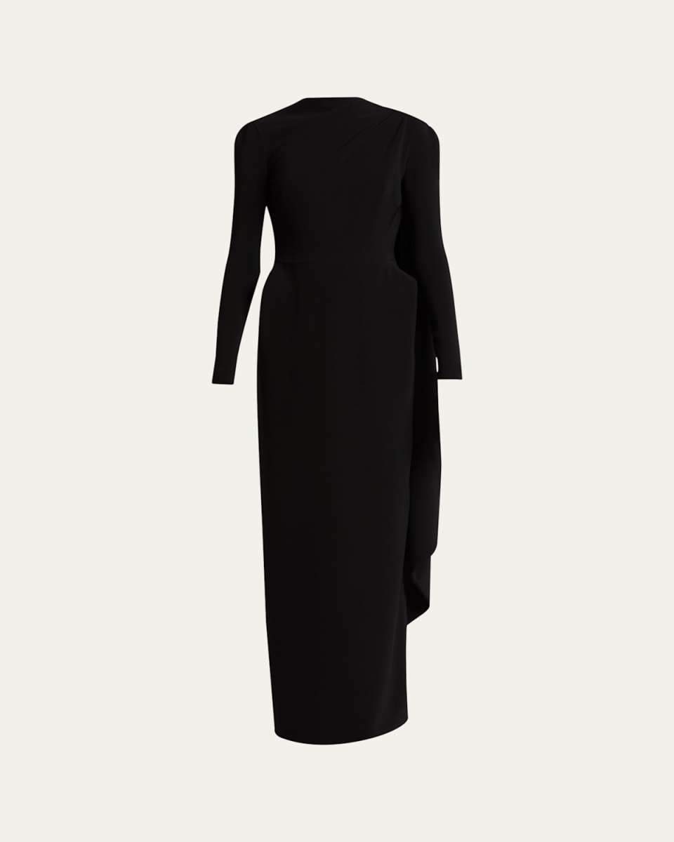 Stretch Crepe Cape Gown