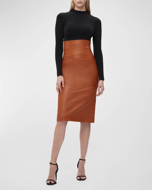 Piper Leather Midi Skirt