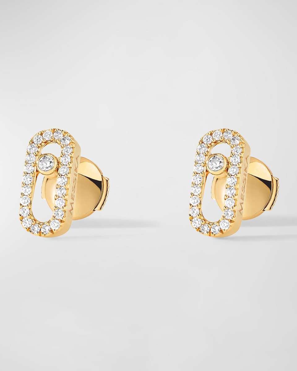 MOVE UNO 18K YELLOW GOLD GOLD PAVÉ STUD EARRINGS