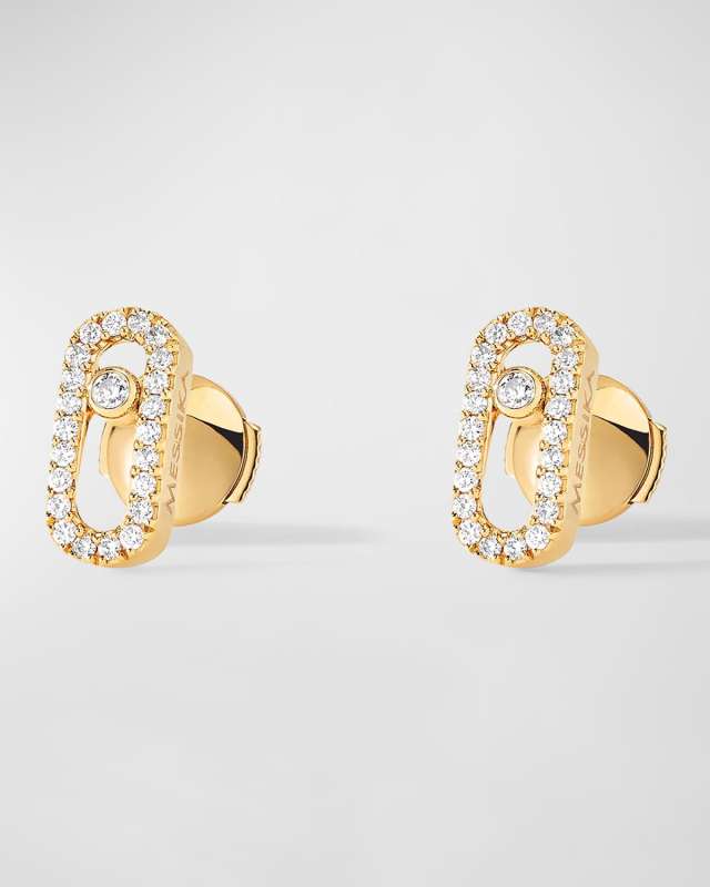 MOVE UNO 18K YELLOW GOLD GOLD PAVÉ STUD EARRINGS