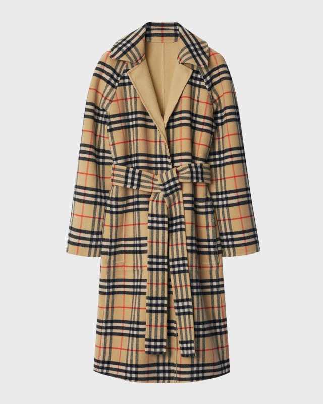 Reversible Check Belted Car Coat