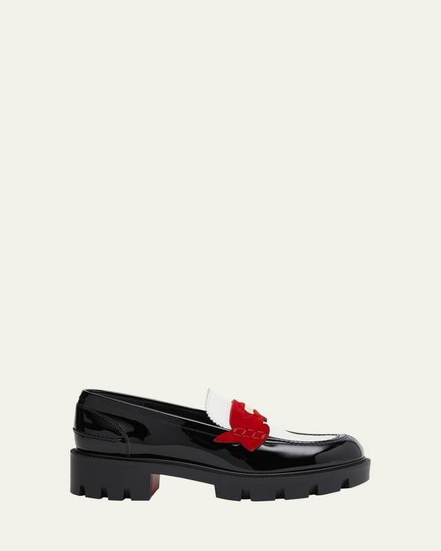 Donna Tricolor Red Sole Penny Loafers