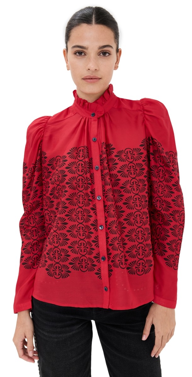 Alix of Bohemia Artemis Cherry Trellis Shirt Red