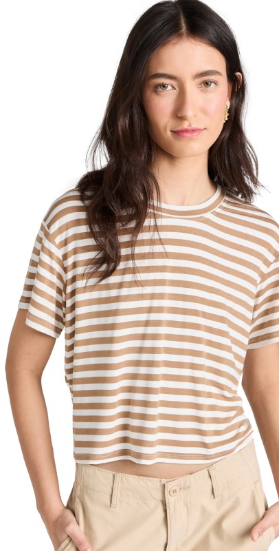 LNA Ava Striped Tee Carmel Stripe