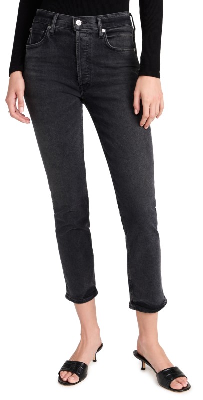 Citizens of Humanity Charlotte High Rise Straight Jeans Black Ink