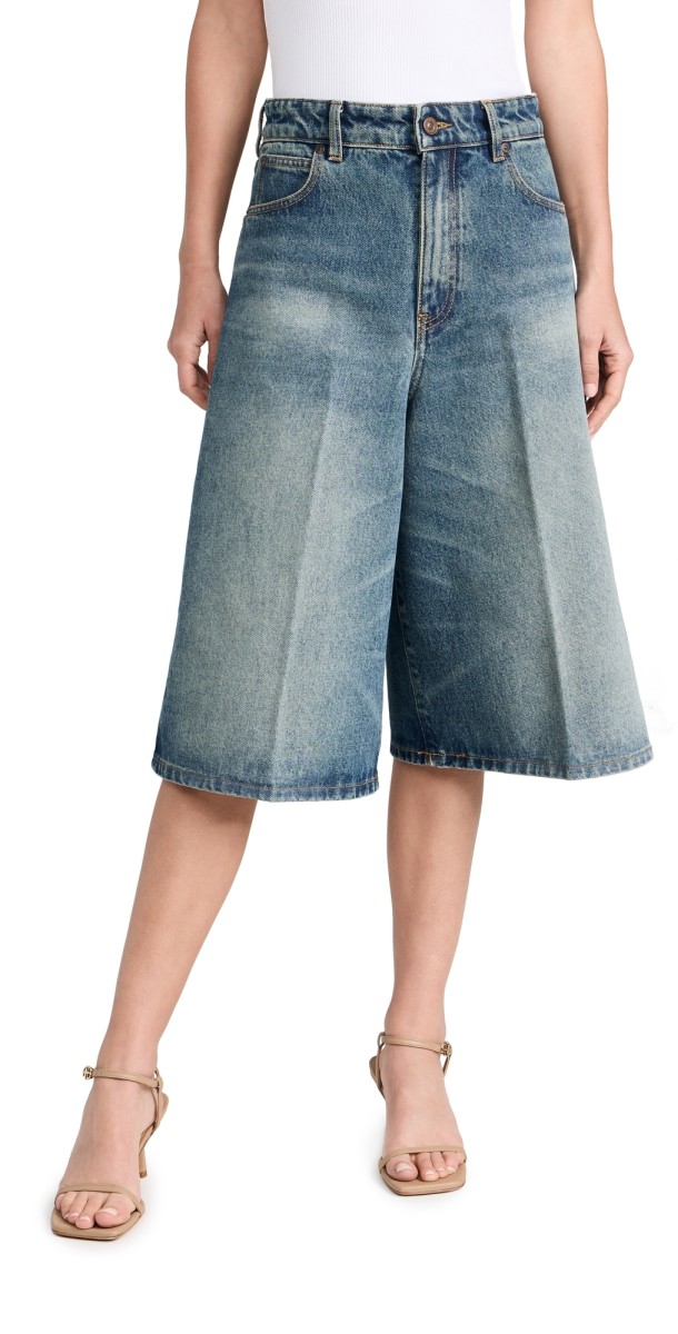 Victoria Beckham Oversized Bermuda Shorts Antique Indigo Wash