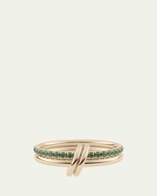 18K Yellow Gold Ceres Emerald Two Link Ring