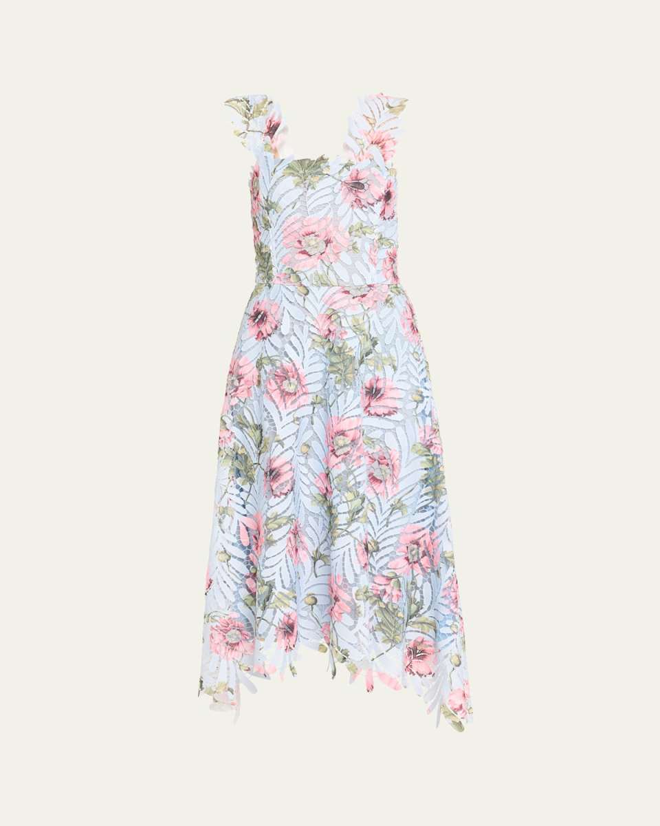 Poppies Printed Fern Guipure Lace Dress