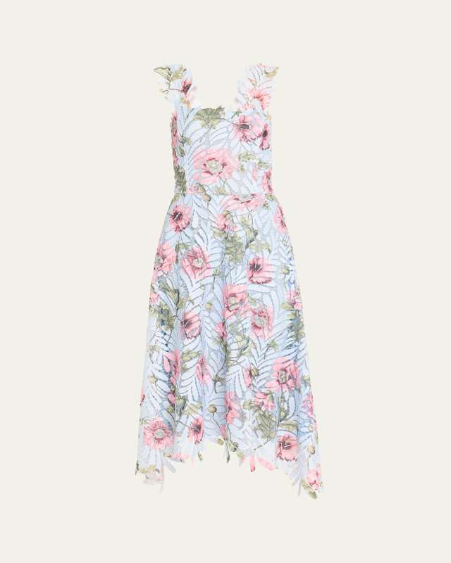Poppies Printed Fern Guipure Lace Dress