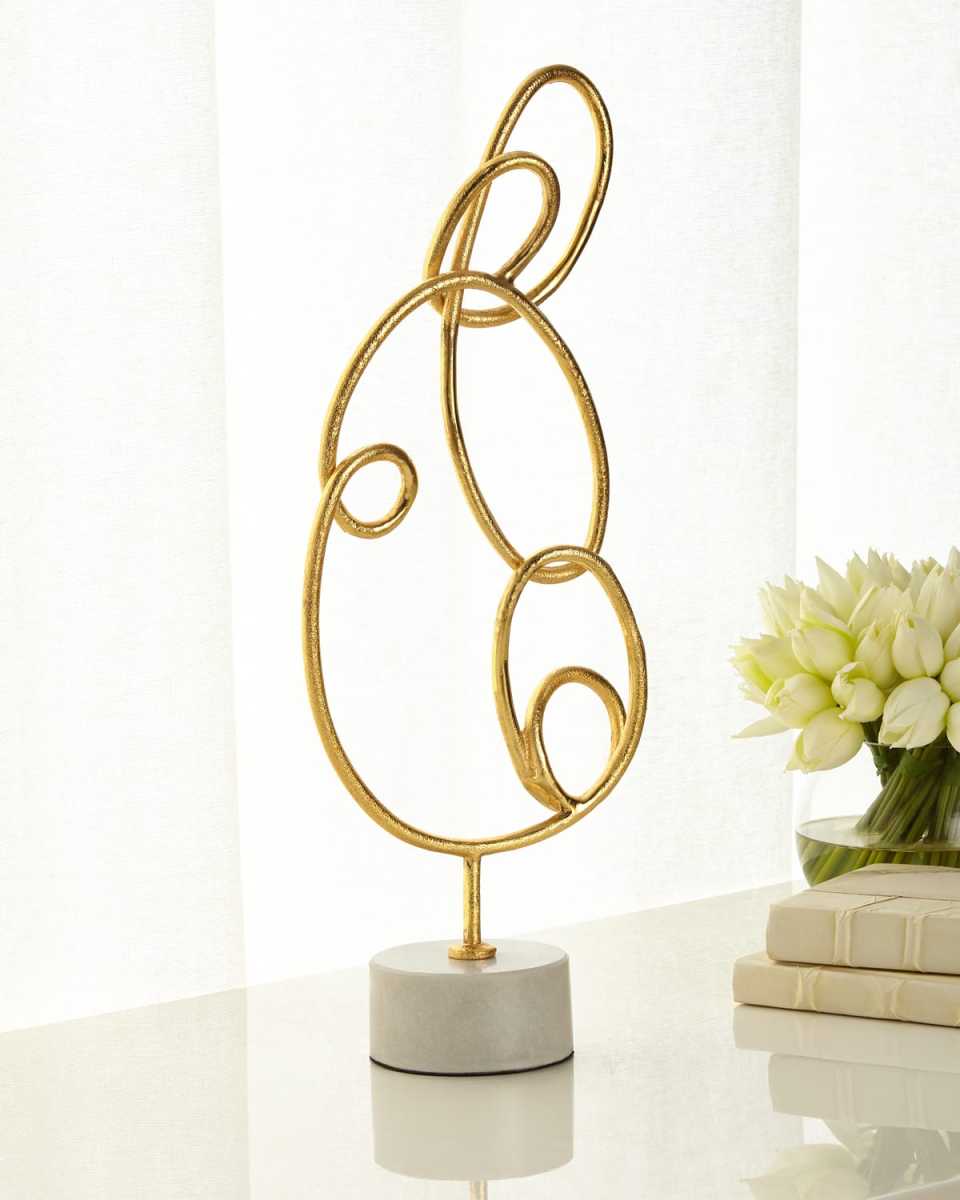 Abstract Doodle Sculpture with Marble Base