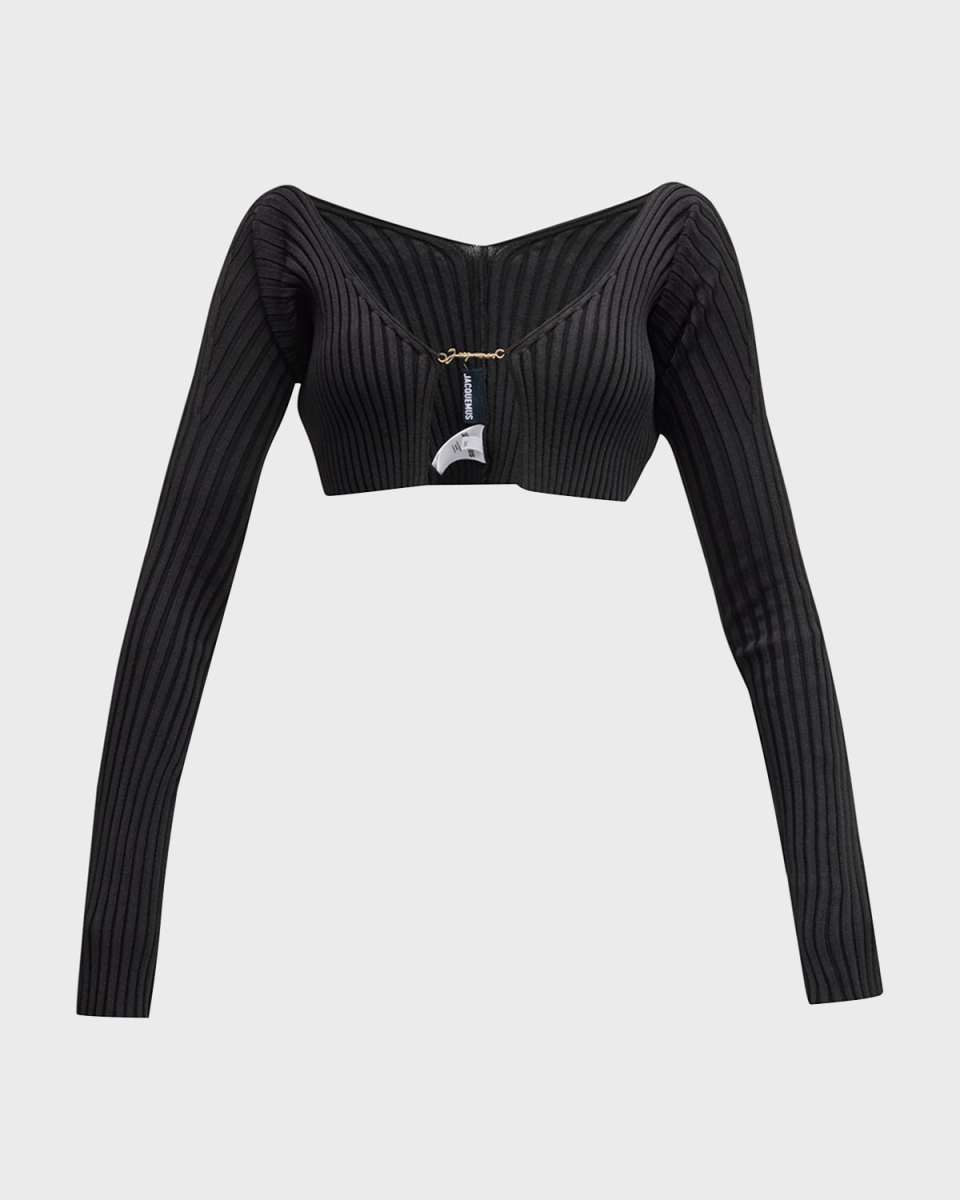 Pralu Logo-Script Rib Cardigan