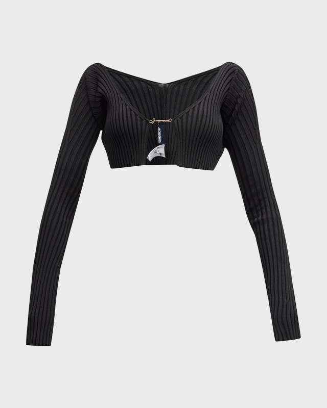 Pralu Logo-Script Rib Cardigan