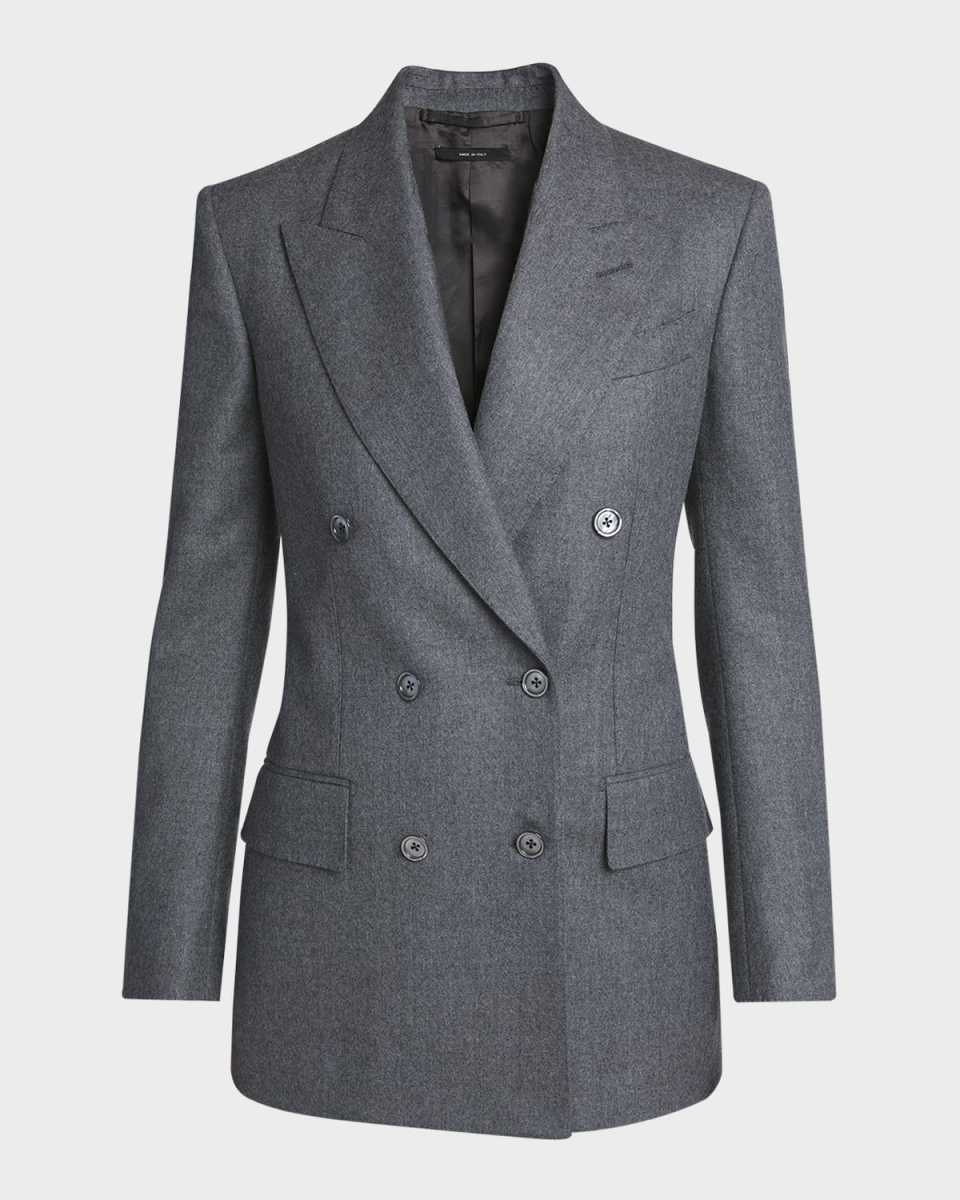 Compact Virgin Wool Double-Breasted Jacket