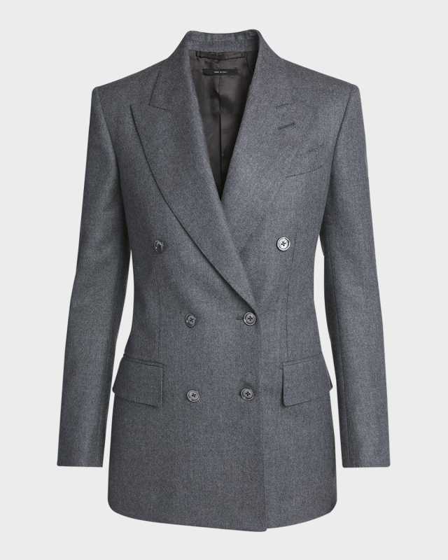 Compact Virgin Wool Double-Breasted Jacket