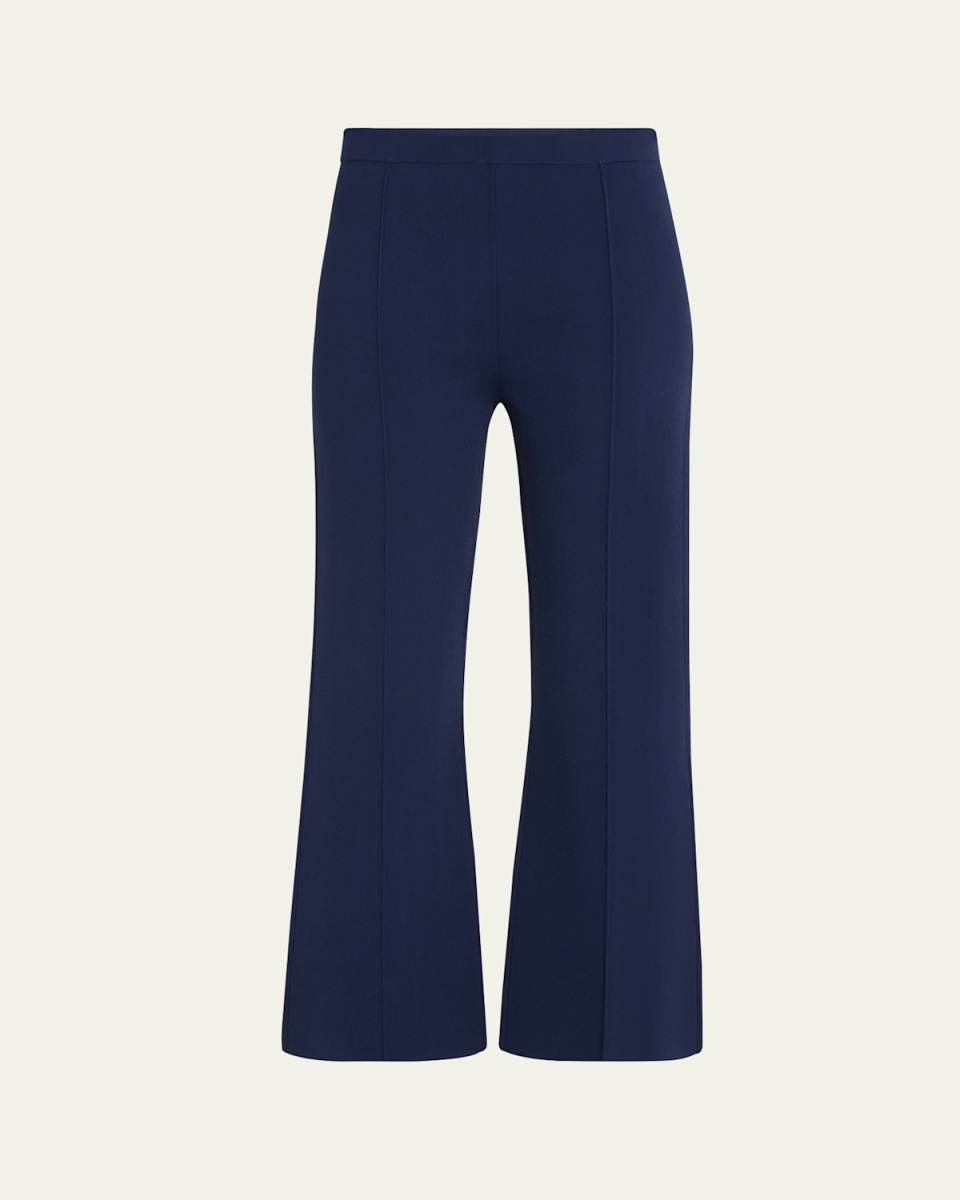 Compact Crepe Cropped Flare Pants