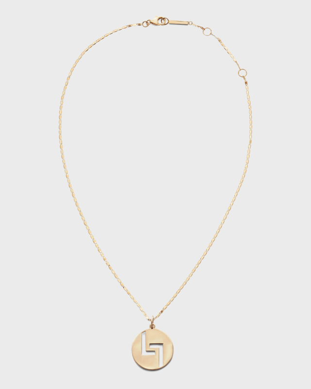 14k Gold 20mm Logo Pendant Necklace