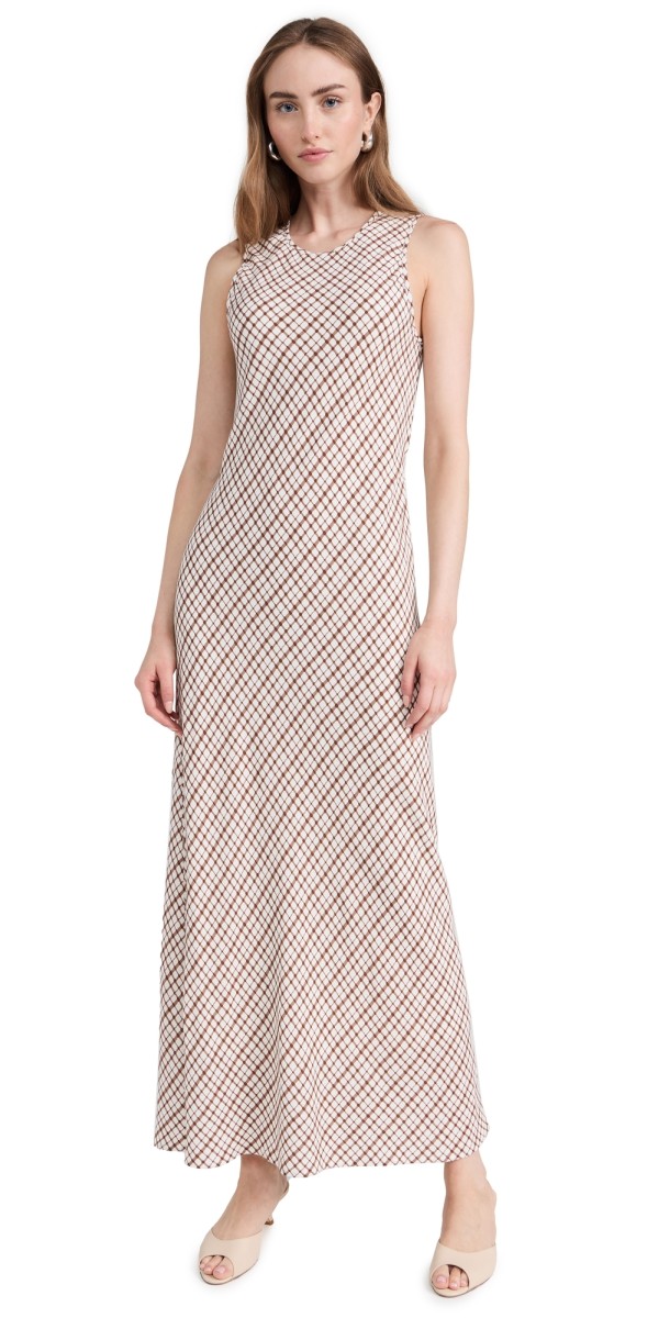 WAYF Clemence Dress Brown Checker