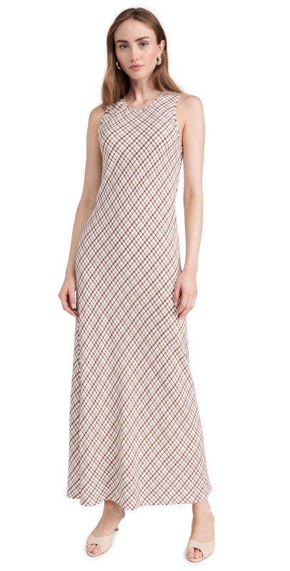WAYF Clemence Dress Brown Checker
