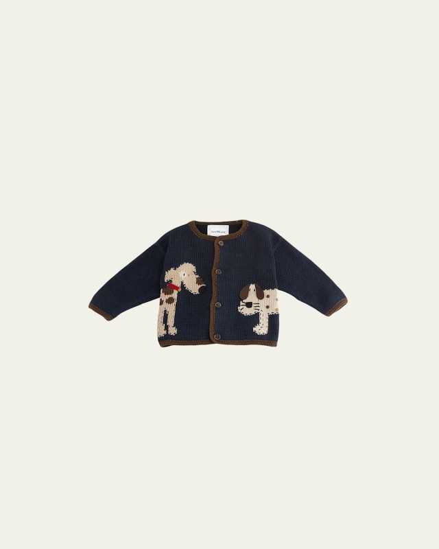 Woof Woof Cotton Button-Front Sweater, Blue, Size 6-