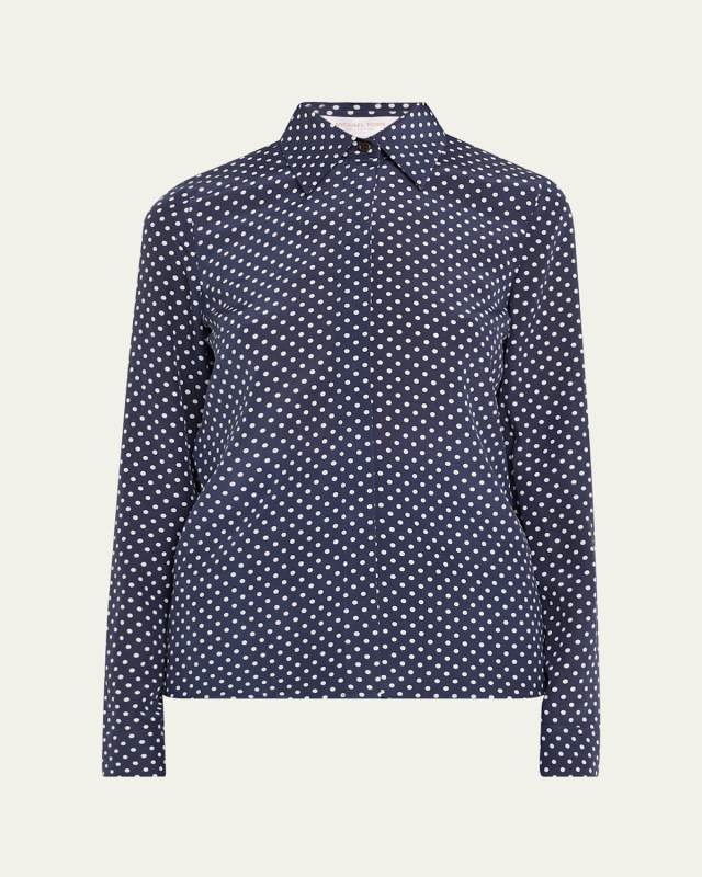 Hansen Polka Dot Button Down Silk Blouse