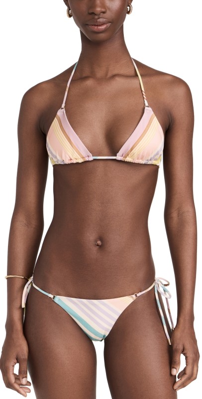 Zimmermann Halliday Mini Triangle Bikini Set Multi Stripe