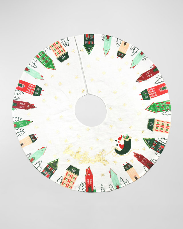 Flying Santa Christmas Tree Skirt