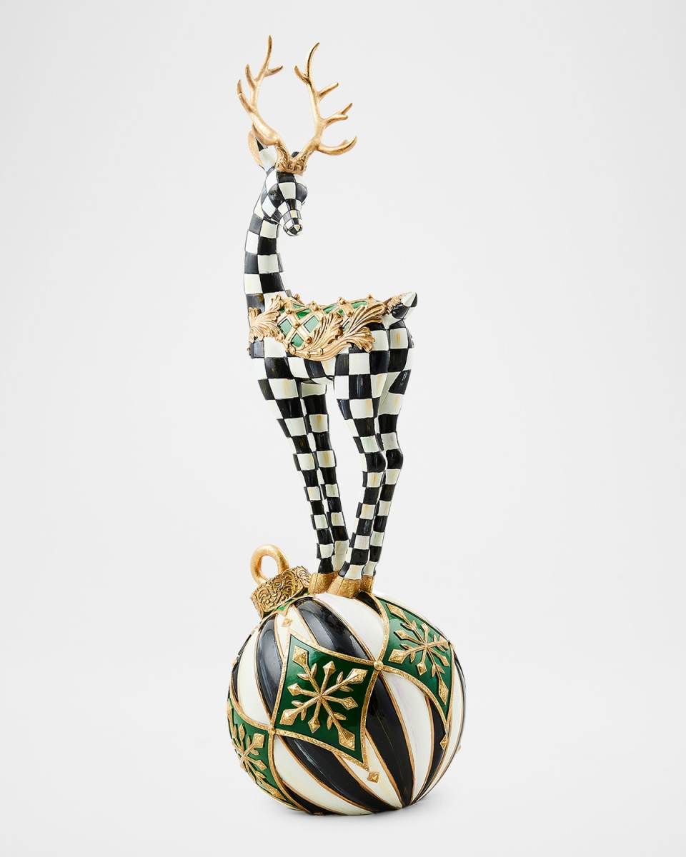 Emerald Luxe Check Deer on Ornament Figurine