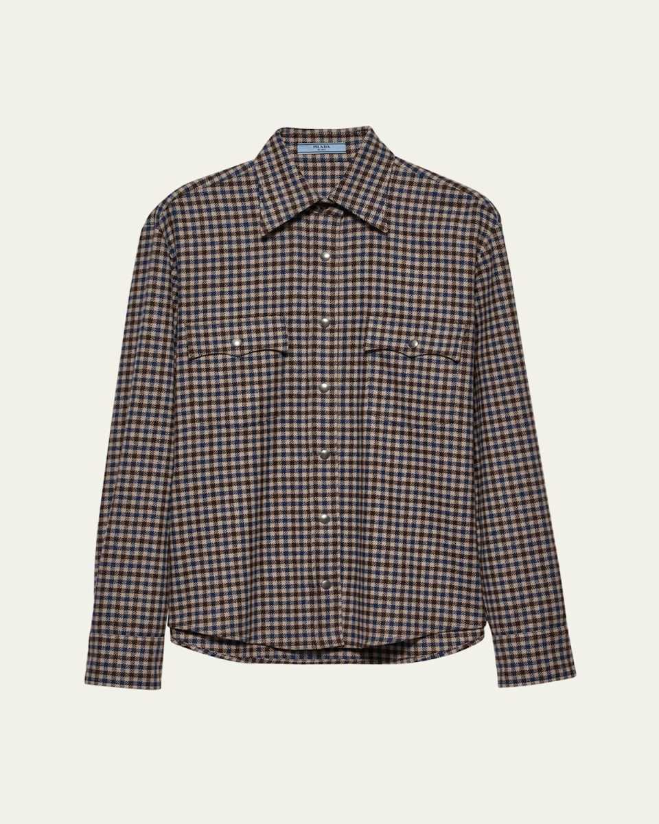 Plaid Button Down Wool Top