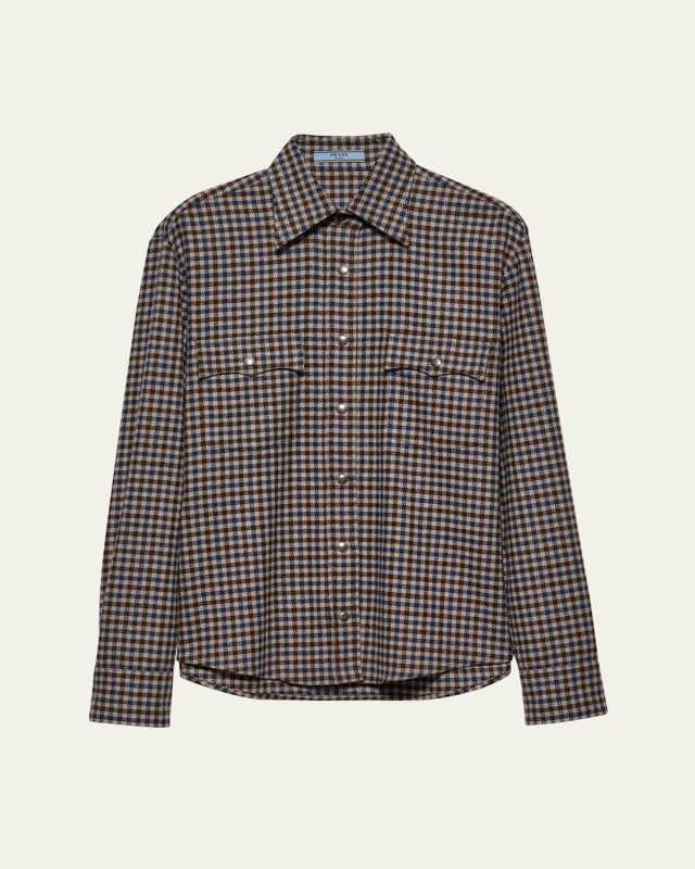 Plaid Button Down Wool Top