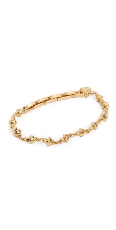 Clare V. Petit Mushroom Link Bracelet Vintage Gold