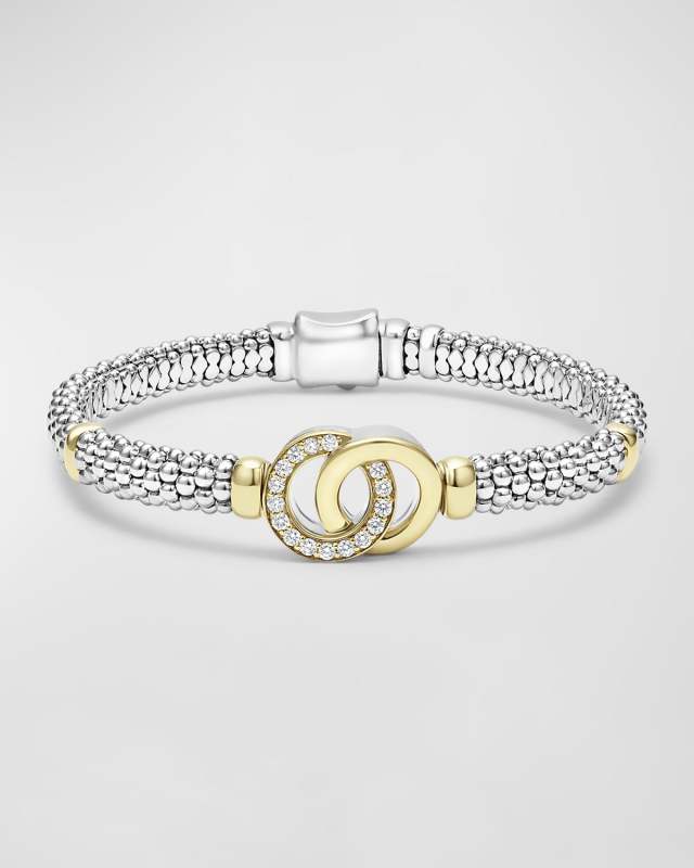 Sterling Silver and 18K Signature Caviar Bracelet, 6mm