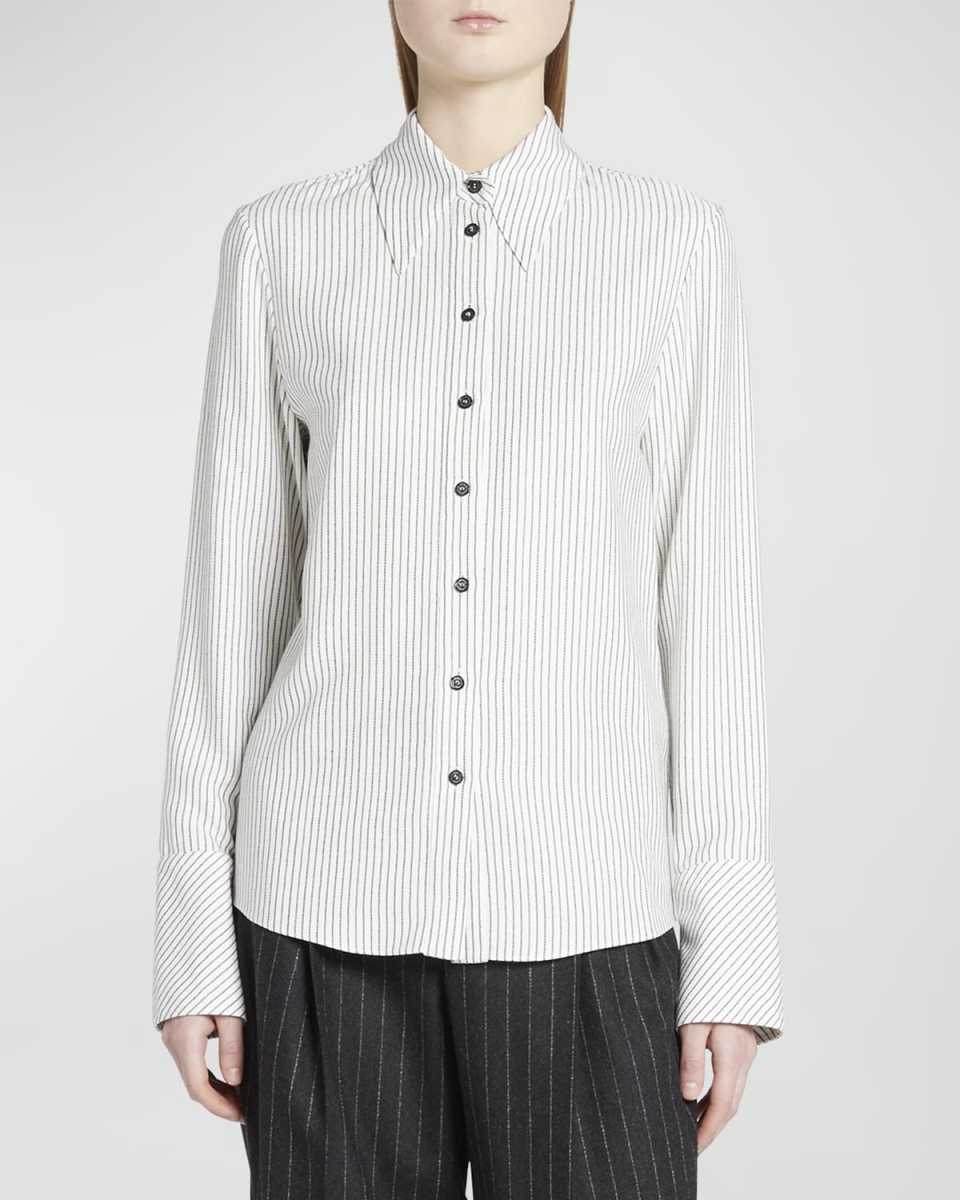 Stripe Button-Front Slim Shirt