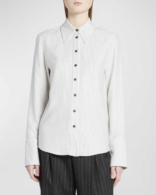 Stripe Button-Front Slim Shirt