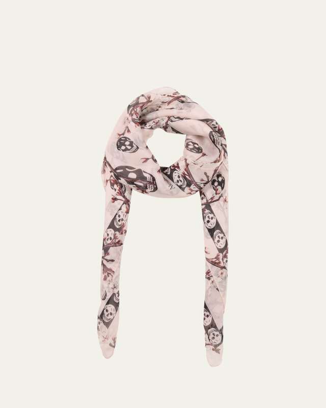 Blossom Skull Chiffon Scarf