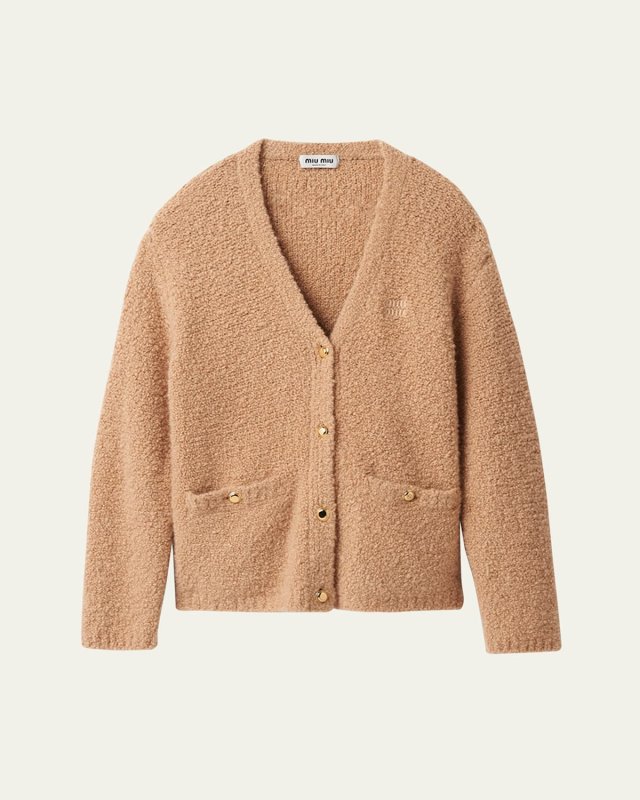 Logo Embroidered Boxy Cashmere Cardigan