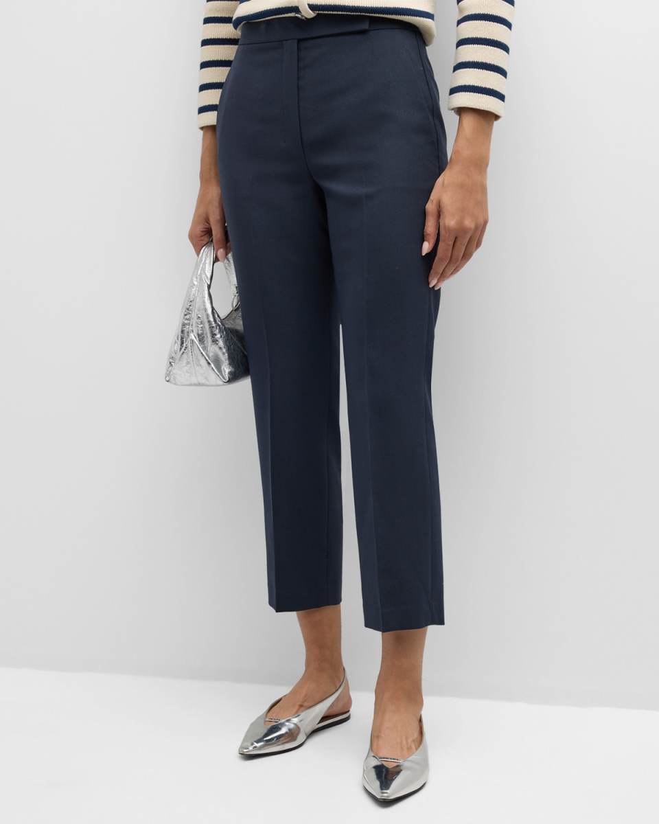 Oxford Wool Cropped Slim-Leg Trousers
