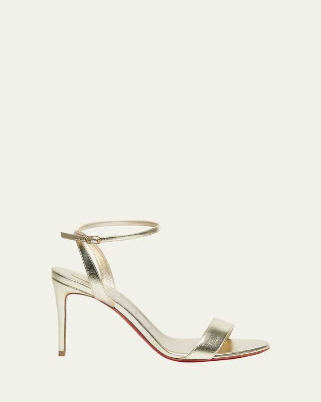 Loubigirl Metallic Red Sole Ankle-Strap Sandals