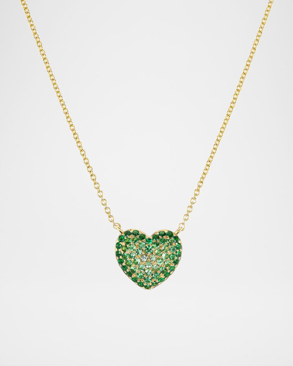 Lucy Ombré Heart Tsavorite Necklace in 18K Yellow Gold