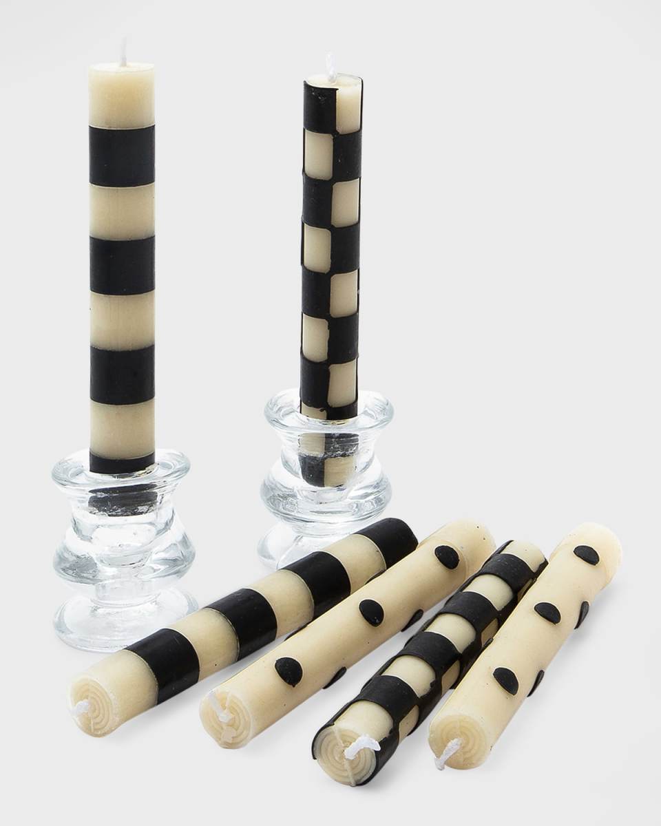 Mini Dinner Candles in Black/Ivory