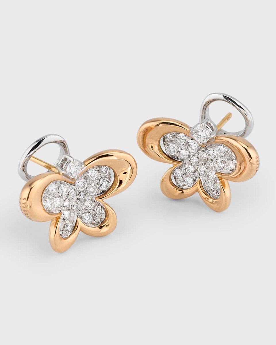 18K Rose Gold Diamond Butterfly Earrings