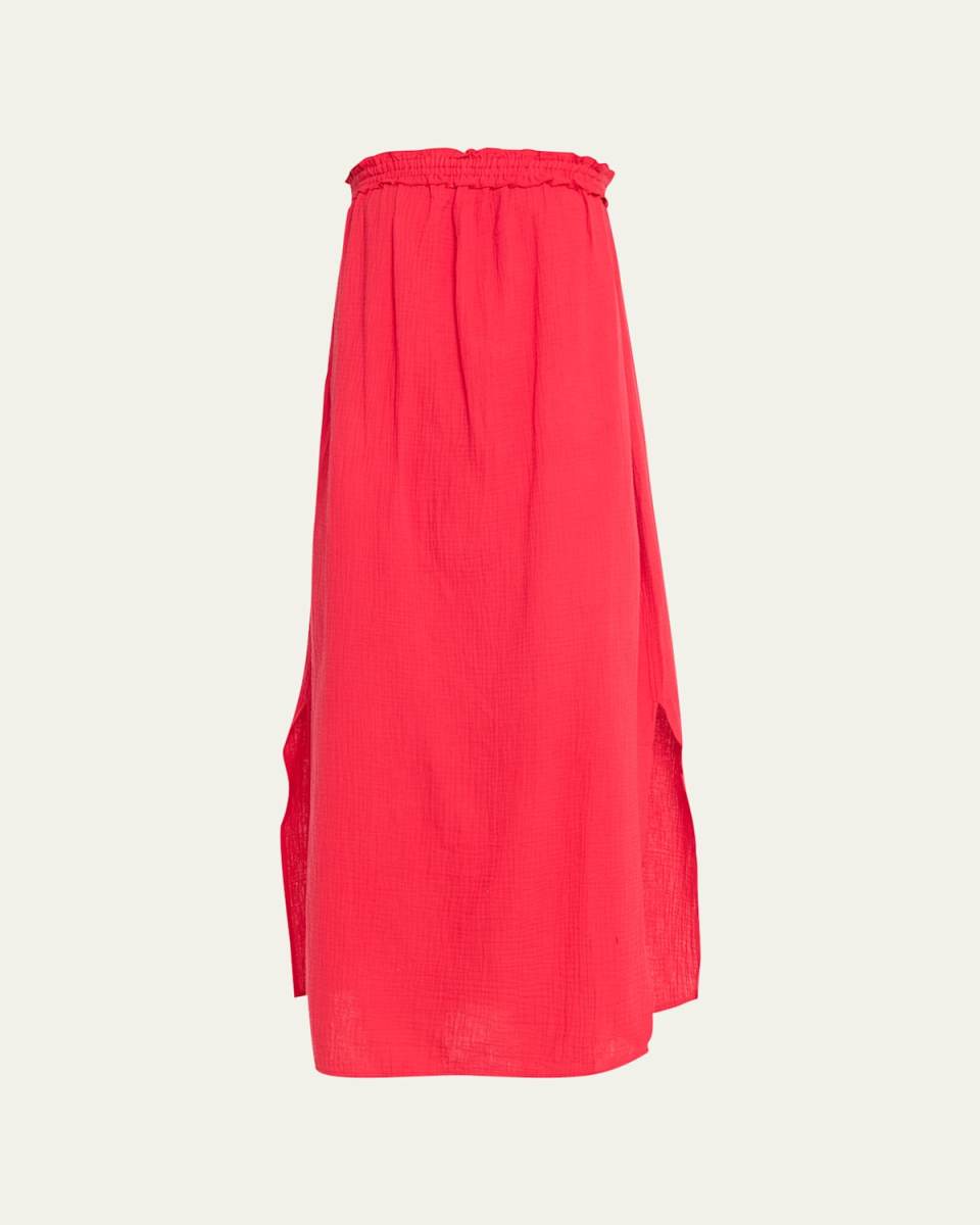 Kahlo Cotton Gauze Strapless Midi Dress