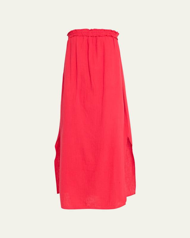 Kahlo Cotton Gauze Strapless Midi Dress