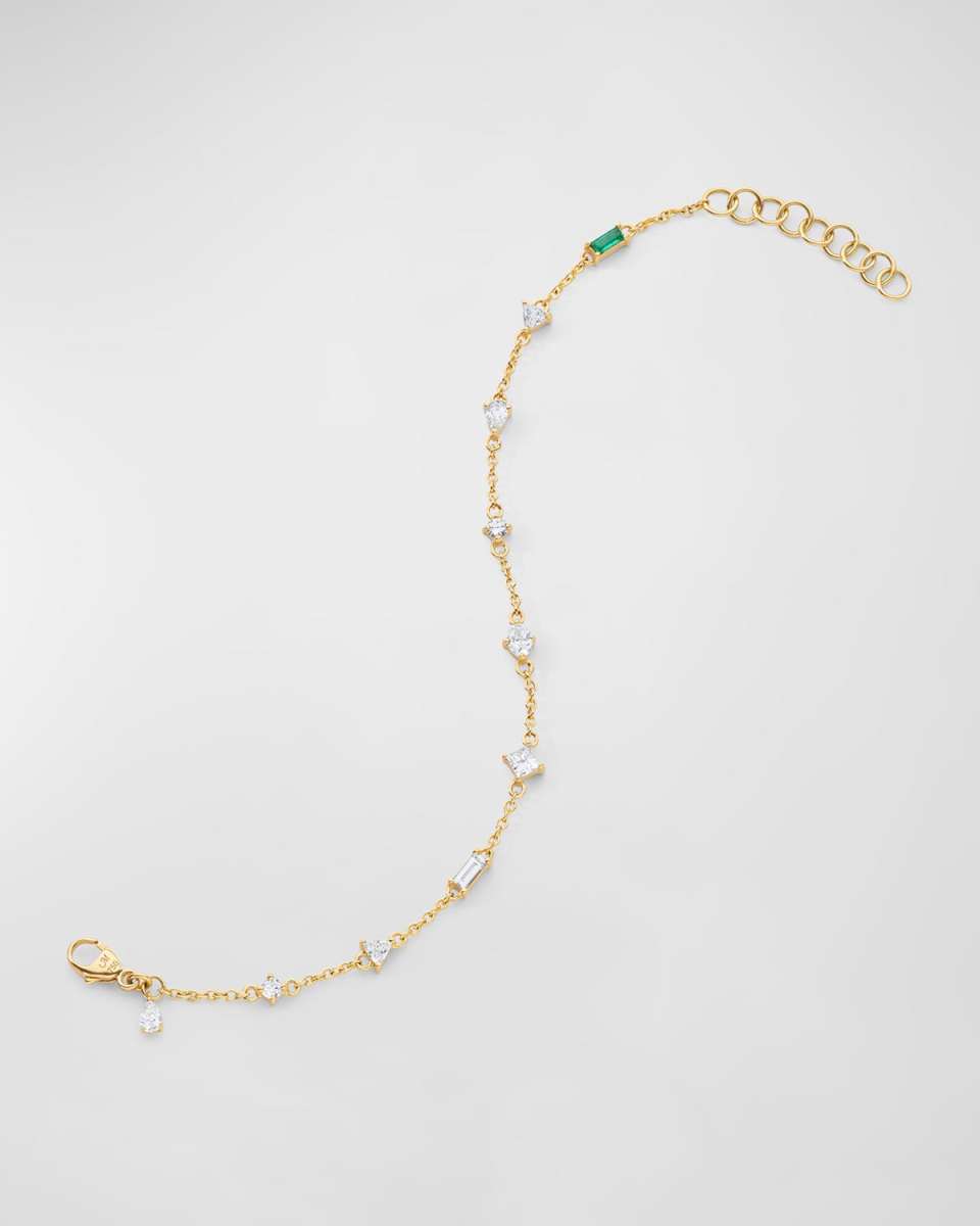 18k Yellow Gold Multi-Cut Diamond Tennis Bracelet