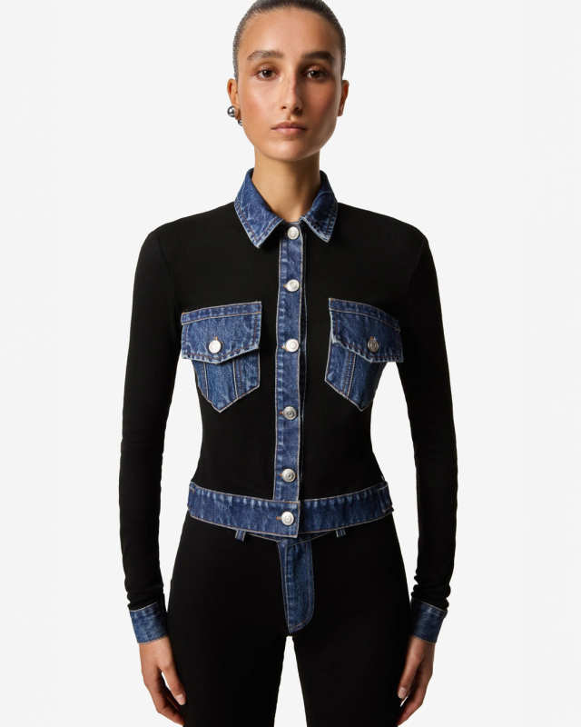 Second Skin Rib Denim Top