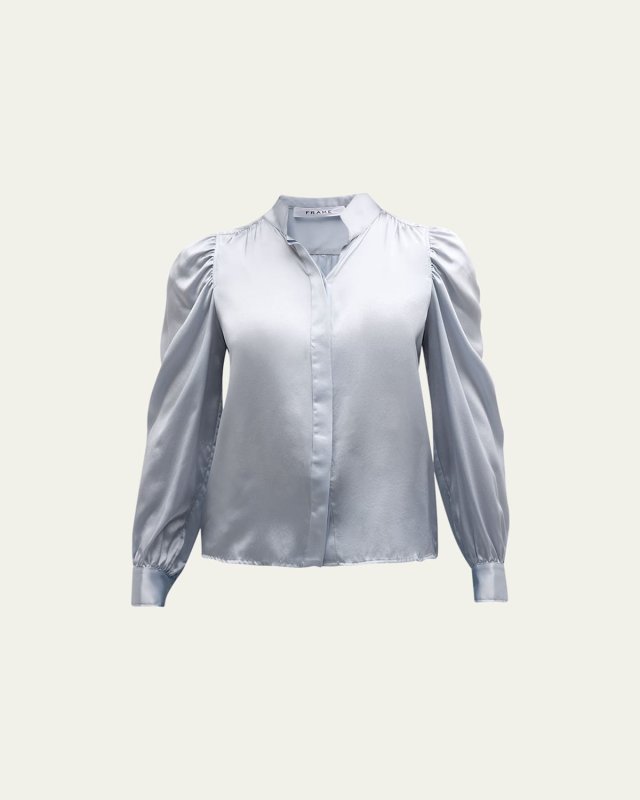 Gillian Long-Sleeve Silk Top