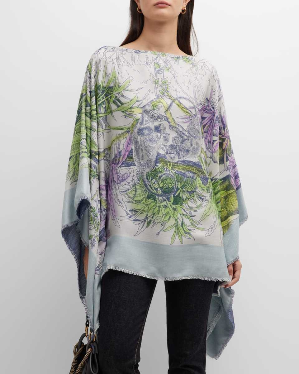 Kenya Jacquard Cashmere-Blend Poncho