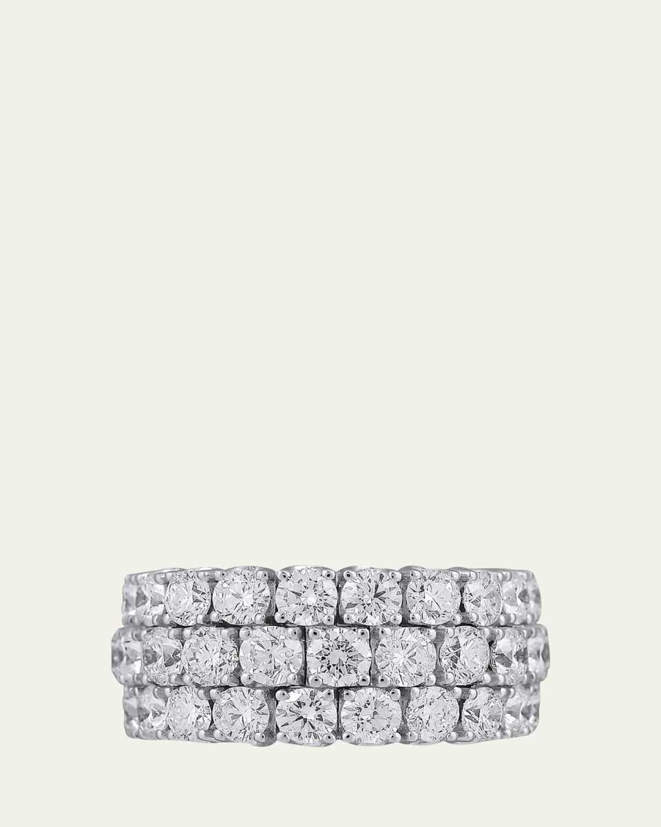 18K White Gold Xpandable 3-Row Diamond Ring